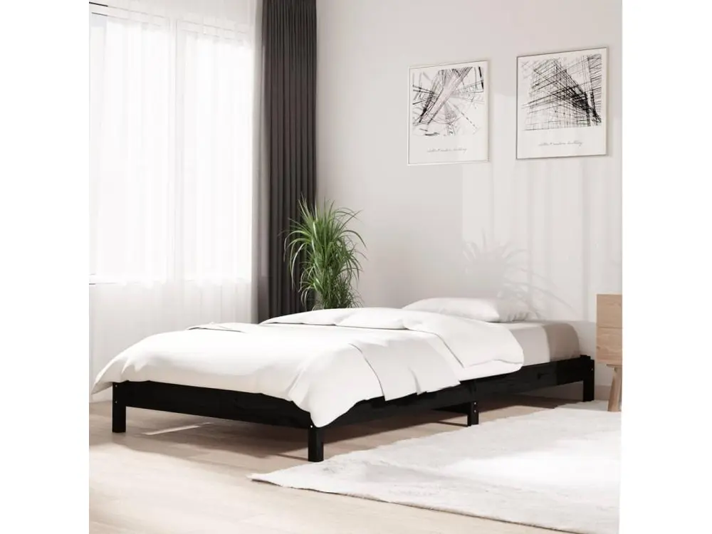 Ergonomique Professionnel Lit empilable Noir 90x190 cm Bois de pin massif