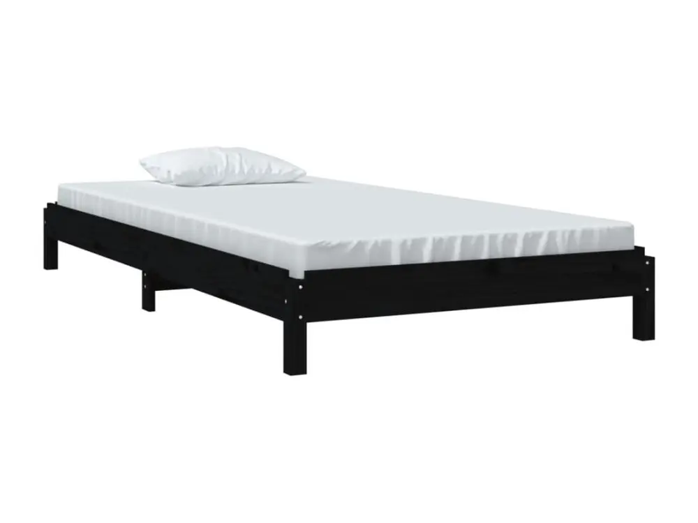 Ergonomique Professionnel Lit empilable Noir 90x190 cm Bois de pin massif