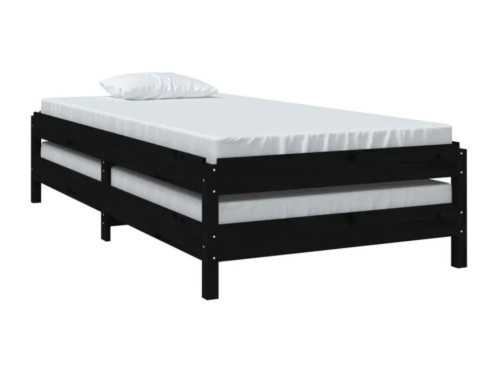 Ergonomique Professionnel Lit empilable Noir 90x190 cm Bois de pin massif