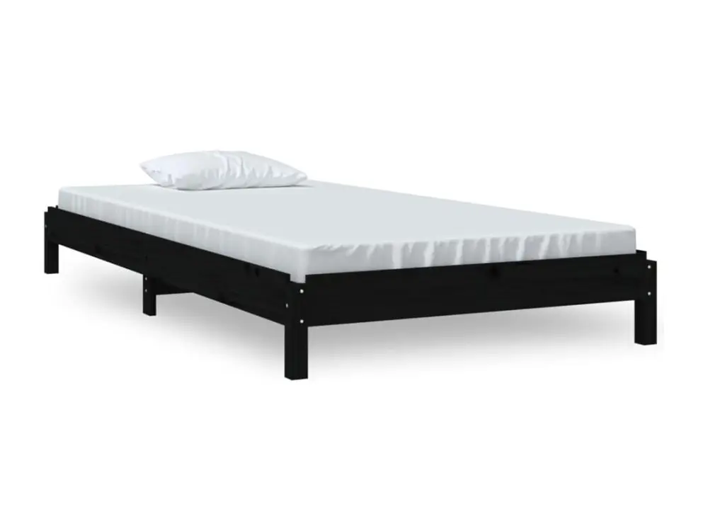 Ergonomique Professionnel Lit empilable Noir 90x190 cm Bois de pin massif