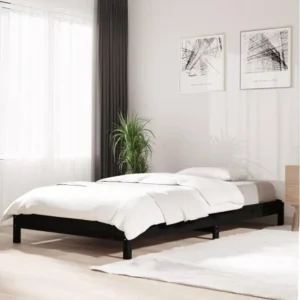 Haute Gamme Confort Lit empilable Noir 80x200 cm Bois de pin massif