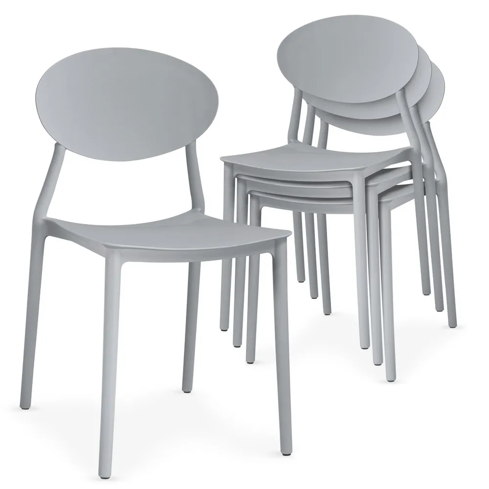 Lot de 4 chaises empilables Balagan Gris en Cuir synthétique