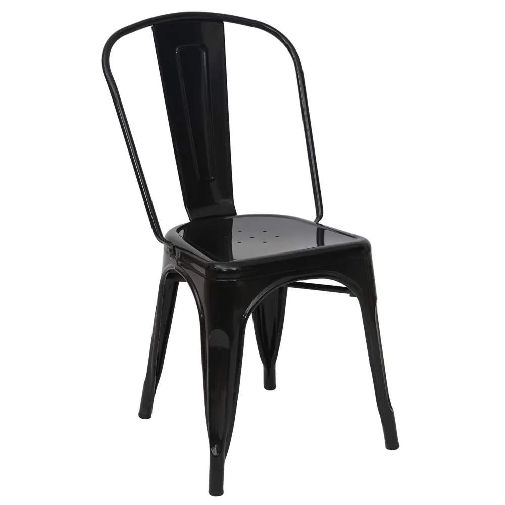 Lot de 6 chaises de salle à manger cuisine bistro empilable métal design industriel en métal noir 04_0000701 en Tissu resp...