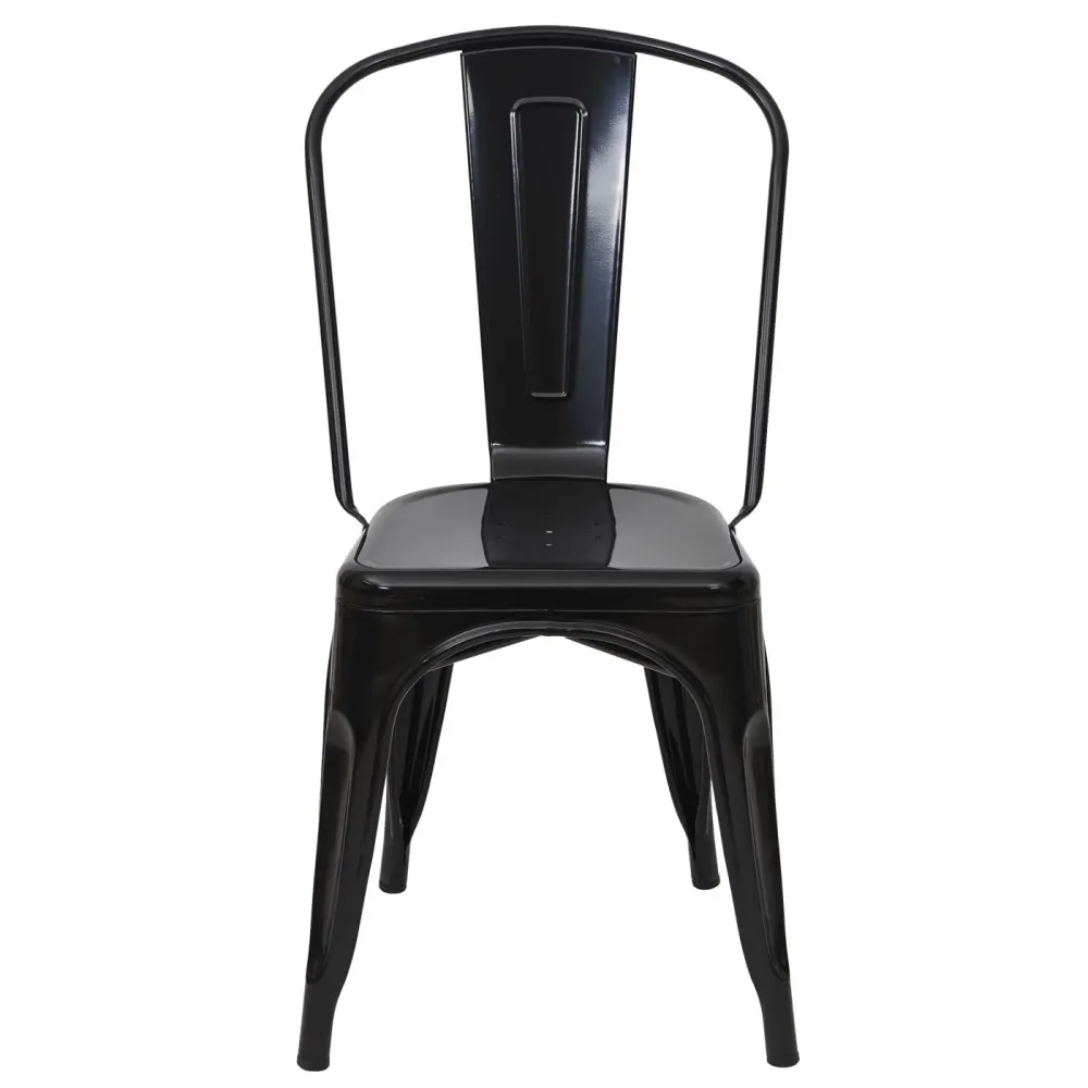 Lot de 6 chaises de salle à manger cuisine bistro empilable métal design industriel en métal noir 04_0000701 en Tissu resp...