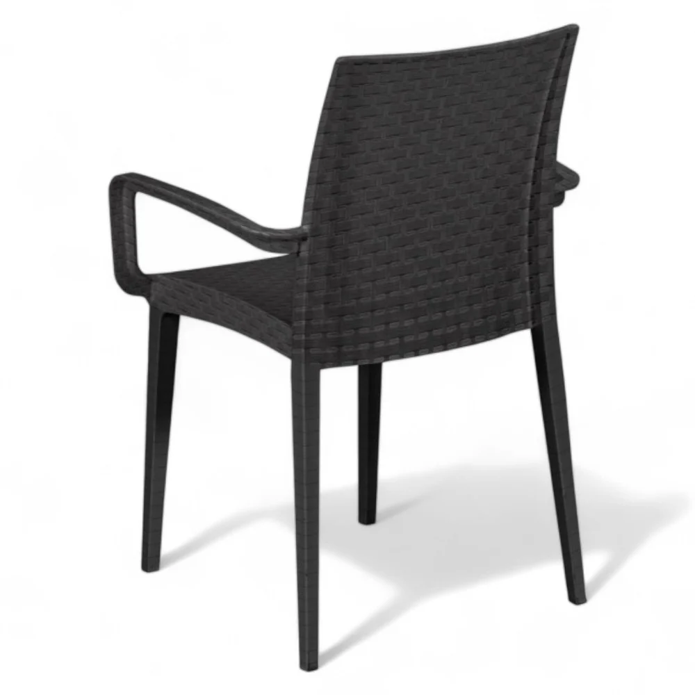 6 sedie impilabili con braccioli resina effetto rattan antracite Duke