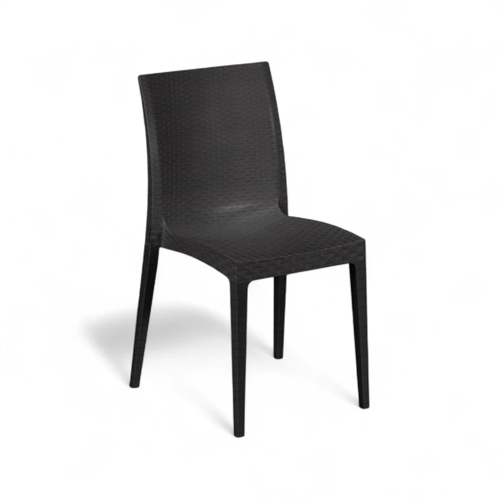 6 sedie impilabili resina effetto rattan antracite linea elegance Madam Certifié BIFMA