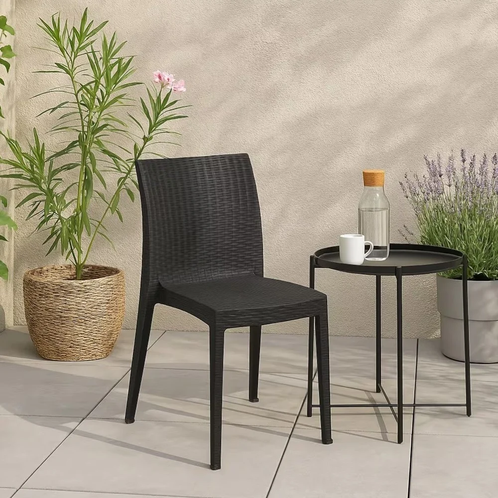 6 sedie impilabili resina effetto rattan antracite linea elegance Madam | Réglable en Hauteur