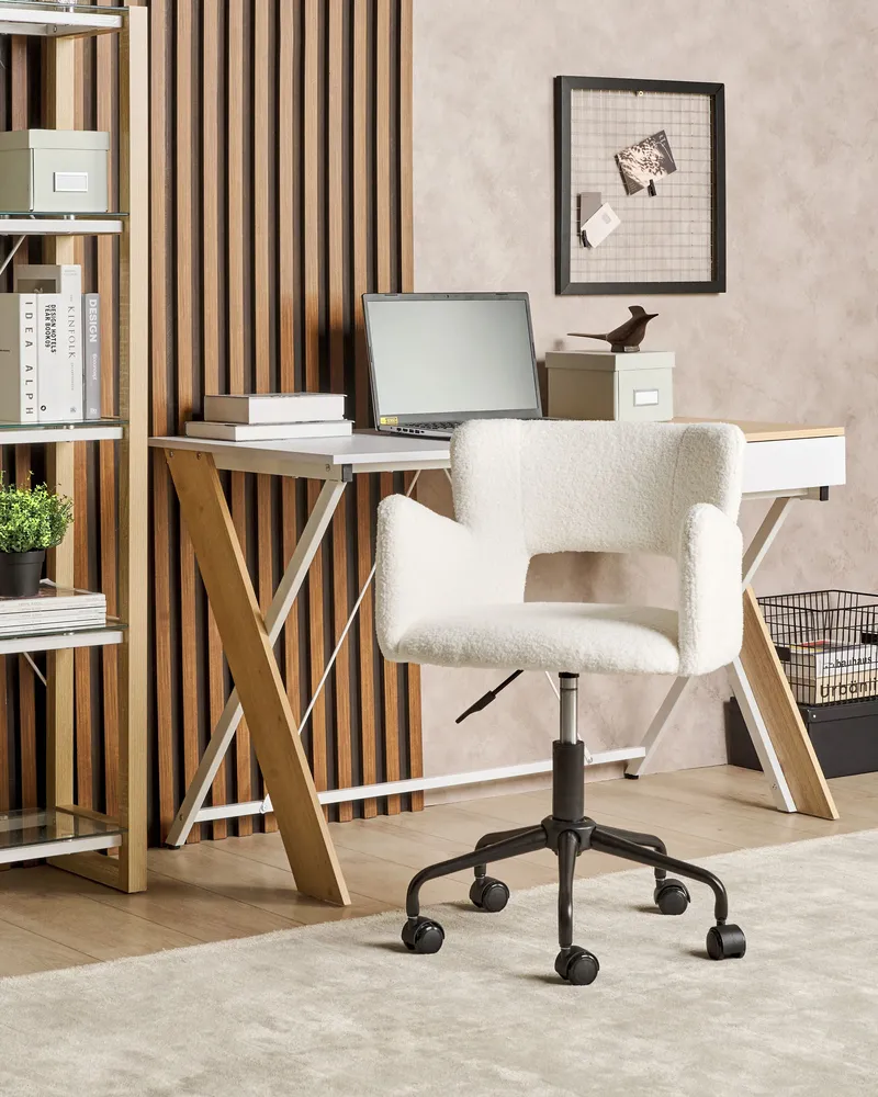 Chaise de bureau Bouclé Blanc cassé SANILAC Couleur Bleu marine