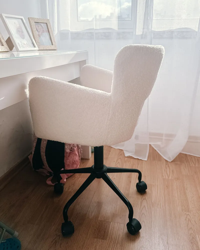 Chaise de bureau Bouclé Blanc cassé SANILAC Couleur Bleu marine