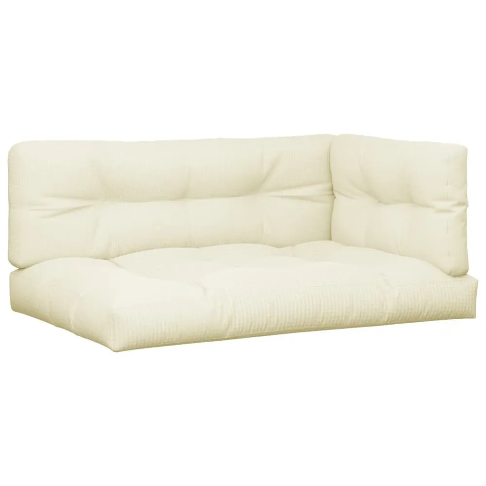 Coussins de palette lot de 3 crème tissu avec support lombaire
