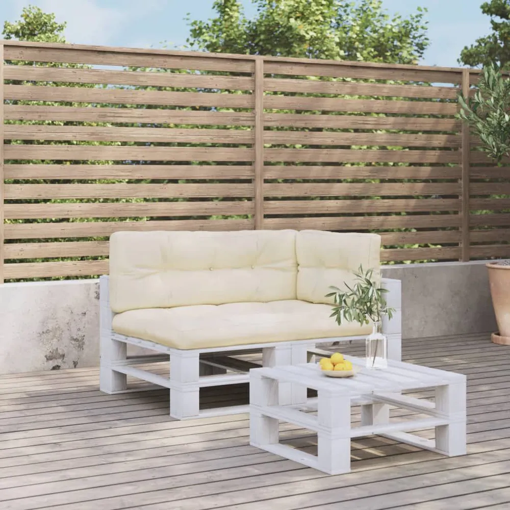 Coussins de palette lot de 3 crème tissu avec support lombaire
