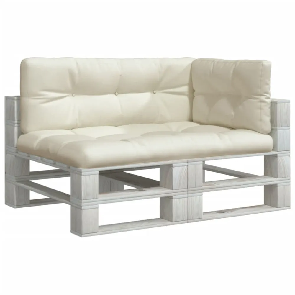 Coussins de palette lot de 3 crème tissu avec support lombaire