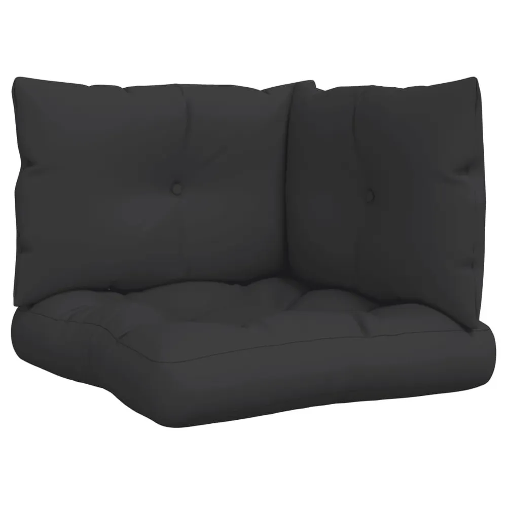 Coussins de palette lot de 3 noir tissu avec support lombaire