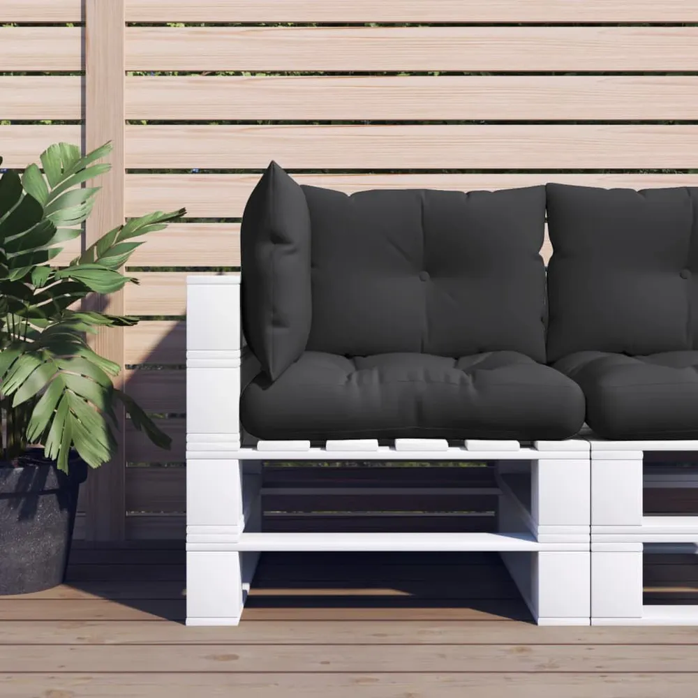 Coussins de palette lot de 3 noir tissu avec support lombaire