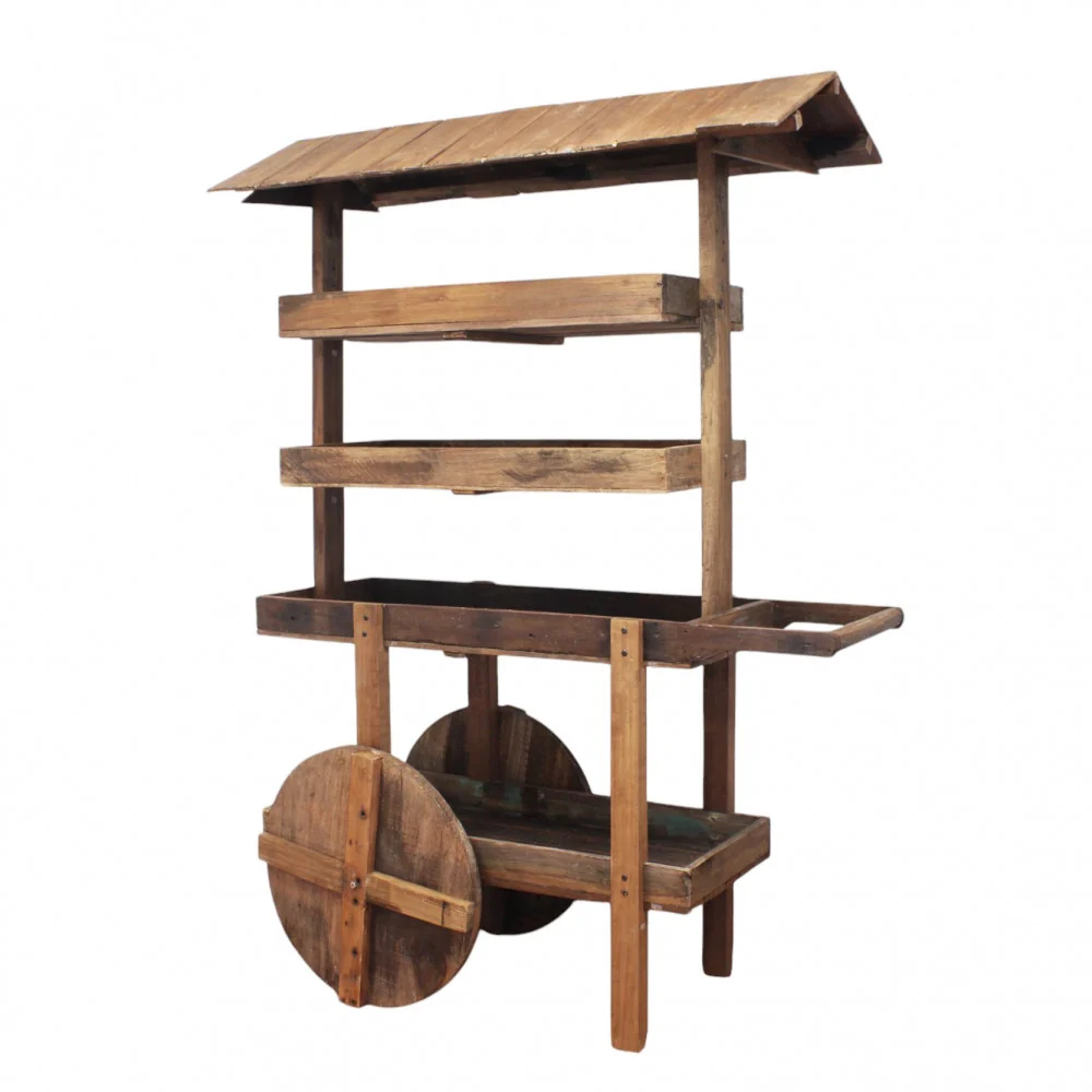 Certifié NF EN 1335 Libreria mobile scaffaletto carrello ornamentale legno con ruote Sirio
