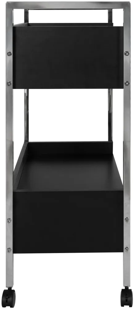 Bureau Ergonomique Chariot de rangement professionnel à roulettes – 2 tiroirs et 2 étagères – Métal et MDF noir 10_0008221