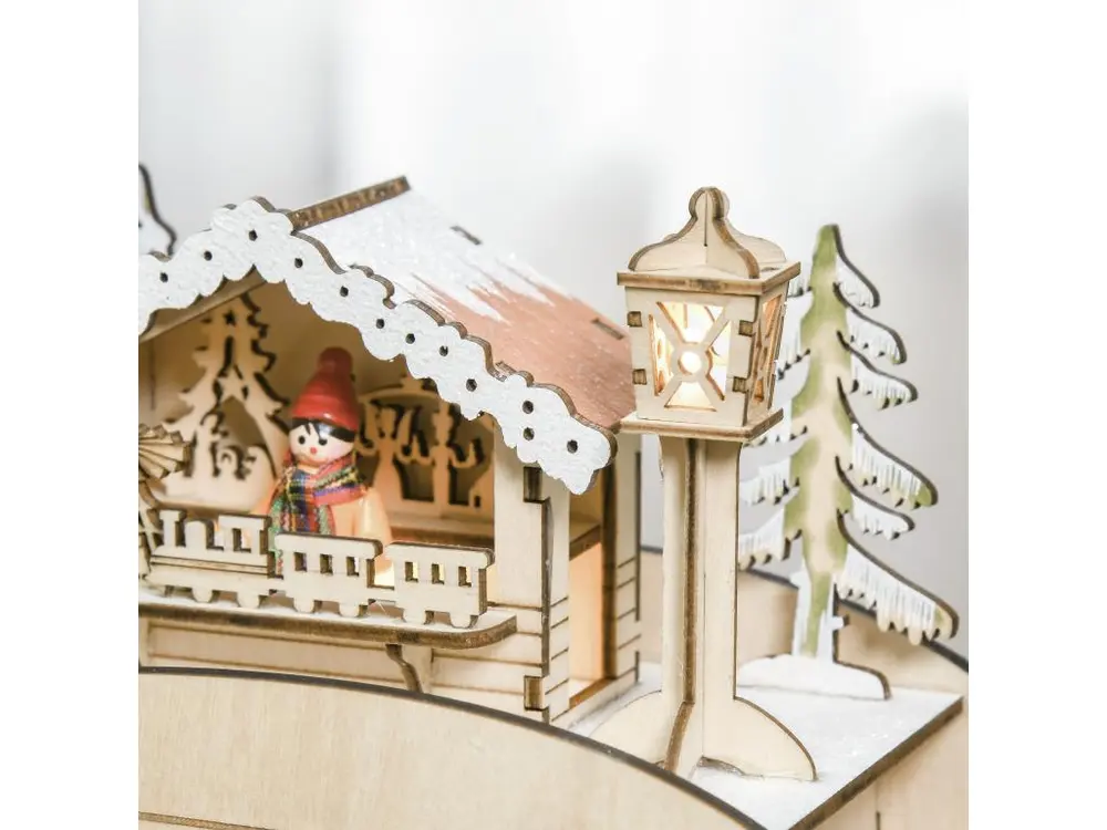 Calendrier de l'Avent LED traineau - 10 lumières blanc chaud - 24 tiroirs - décoration lumineuse de Noël - écru avec Roule...