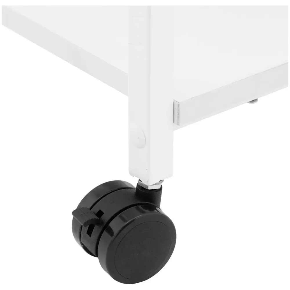 Chariot esthétique 1 tiroir 3 étagères maximum 65 kg MDF PU acier blanc 14_0008610 Hauteur ajustable 70-120 cm