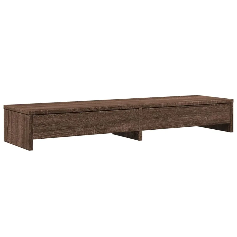 Chariot mobile Support de moniteur table meuble bureau avec tiroirs bois d'ingénierie marron 02_0044939