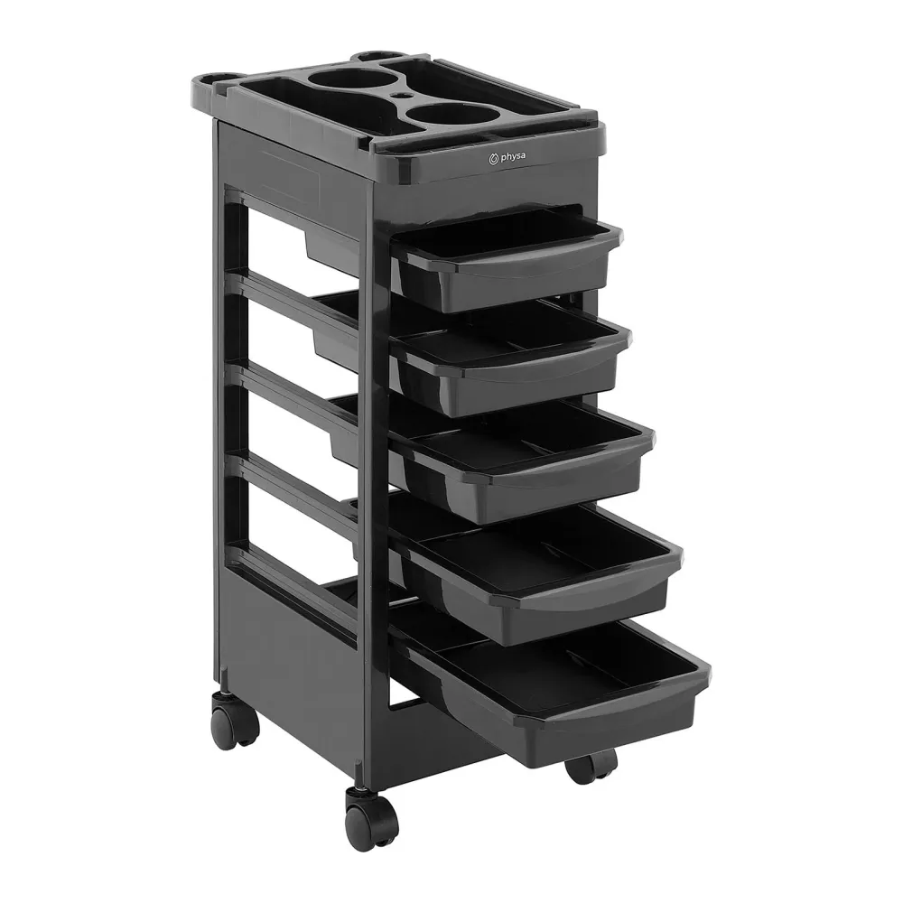 Chariot pour salon de coiffure coiffeuse esthétique (plateau : 495 x 315 mm, 5 tiroirs, capacité de charge : 10 kg) 14_000...