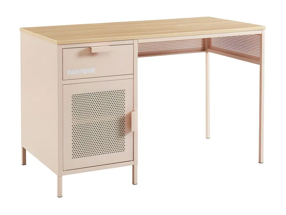 Chariot pour vidéoprojecteur Nino - Bureau 1 porte 1 tiroir en métal PANTONE L120cm - Couleur - Rose blush