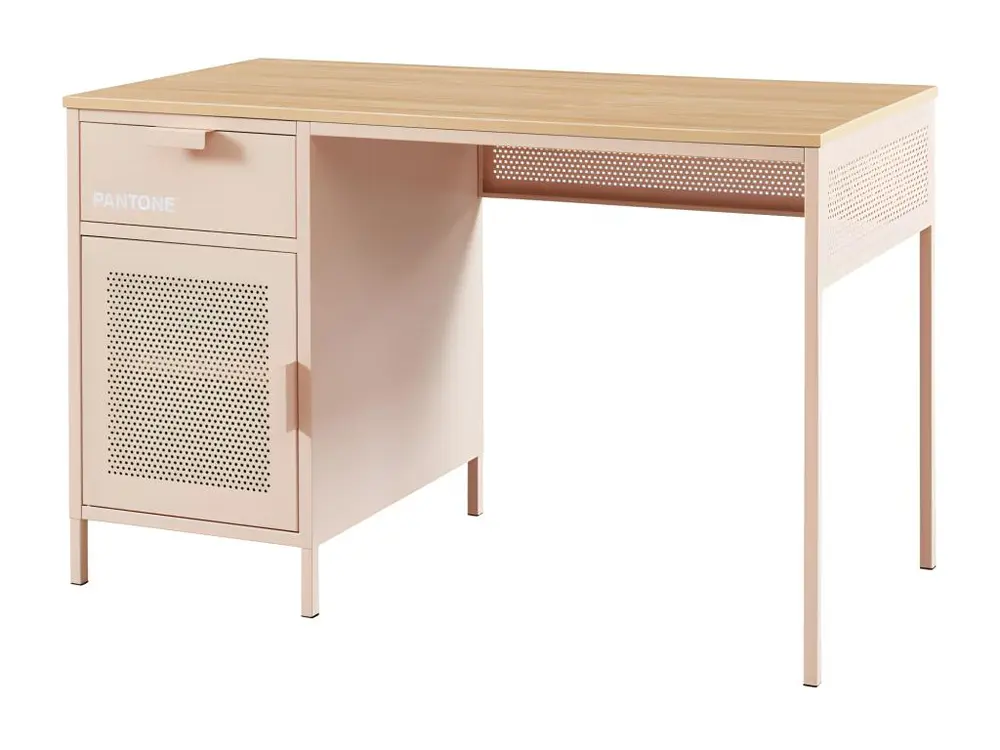 Chariot pour vidéoprojecteur Nino - Bureau 1 porte 1 tiroir en métal PANTONE L120cm - Couleur - Rose blush