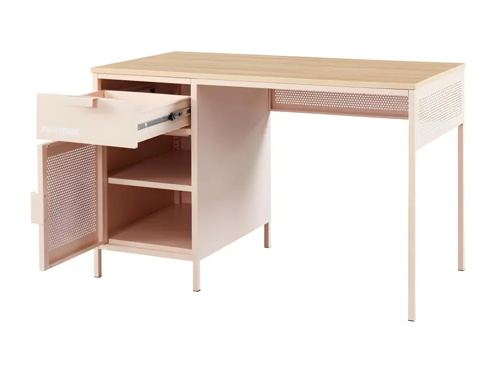 Chariot pour vidéoprojecteur Nino - Bureau 1 porte 1 tiroir en métal PANTONE L120cm - Couleur - Rose blush