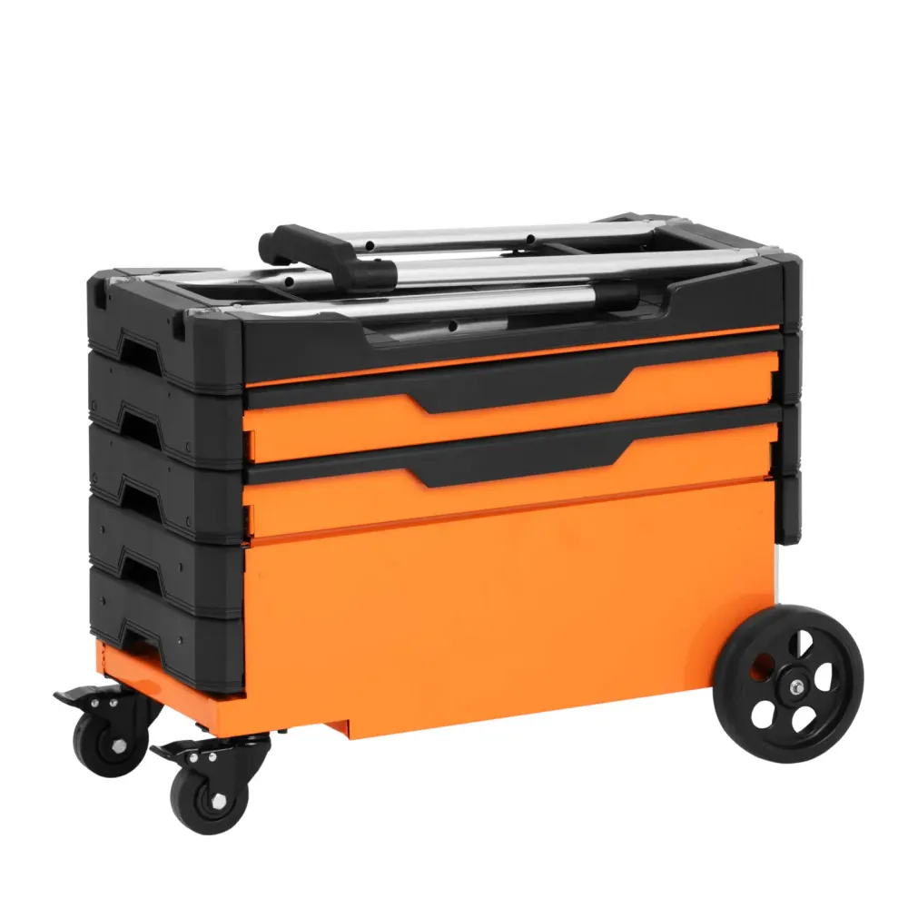 Chariot servante d'atelier 2 tiroirs 69 x 38,4 x 95,7 cm réglable en hauteur plastique 14_0008596 avec surface antidérapante