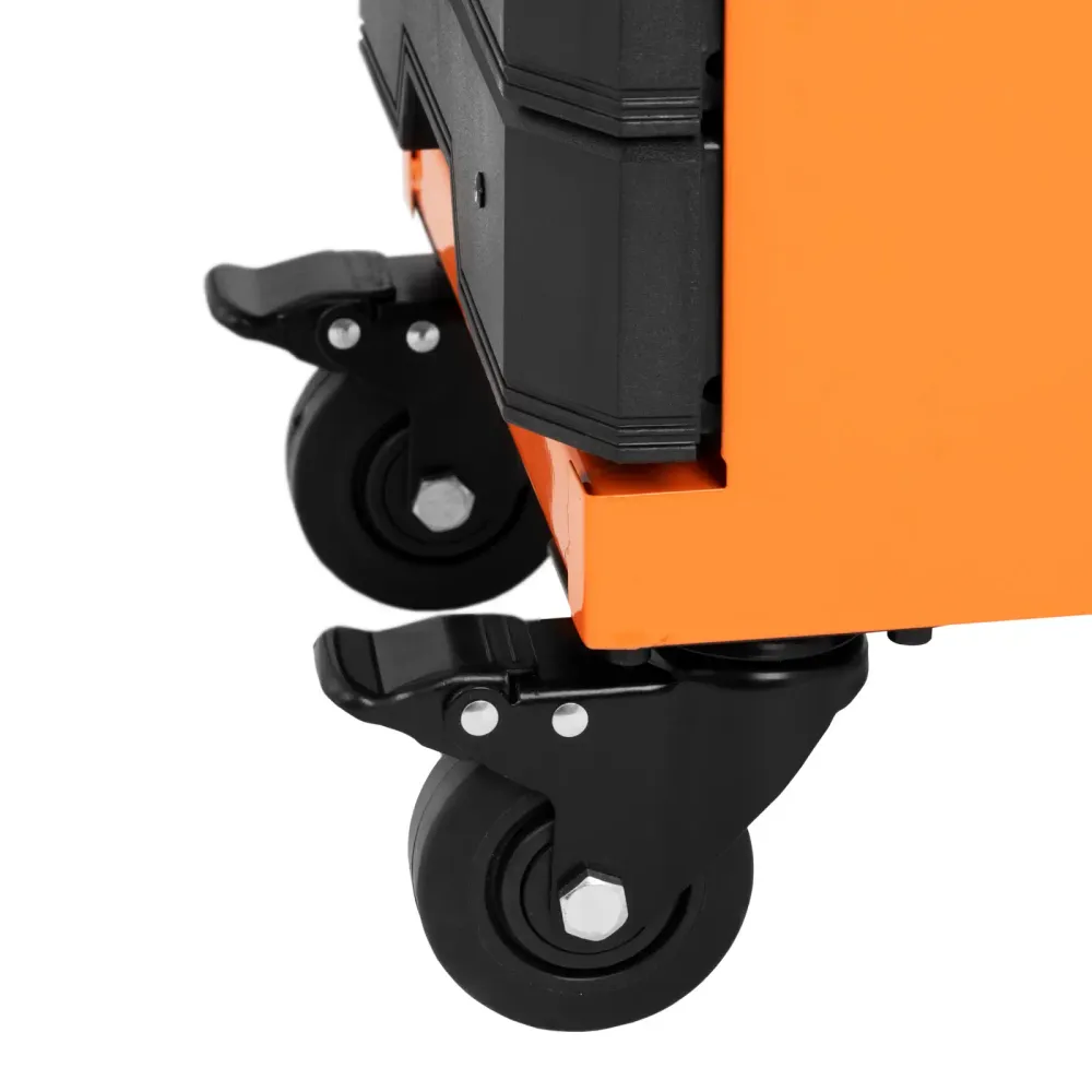 Chariot servante d'atelier 2 tiroirs 69 x 38,4 x 95,7 cm réglable en hauteur plastique 14_0008596 avec surface antidérapante