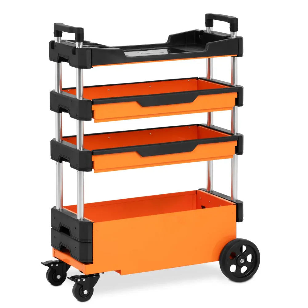 Chariot servante d'atelier 2 tiroirs 69 x 38,4 x 95,7 cm réglable en hauteur plastique 14_0008596 en Acier et MDF