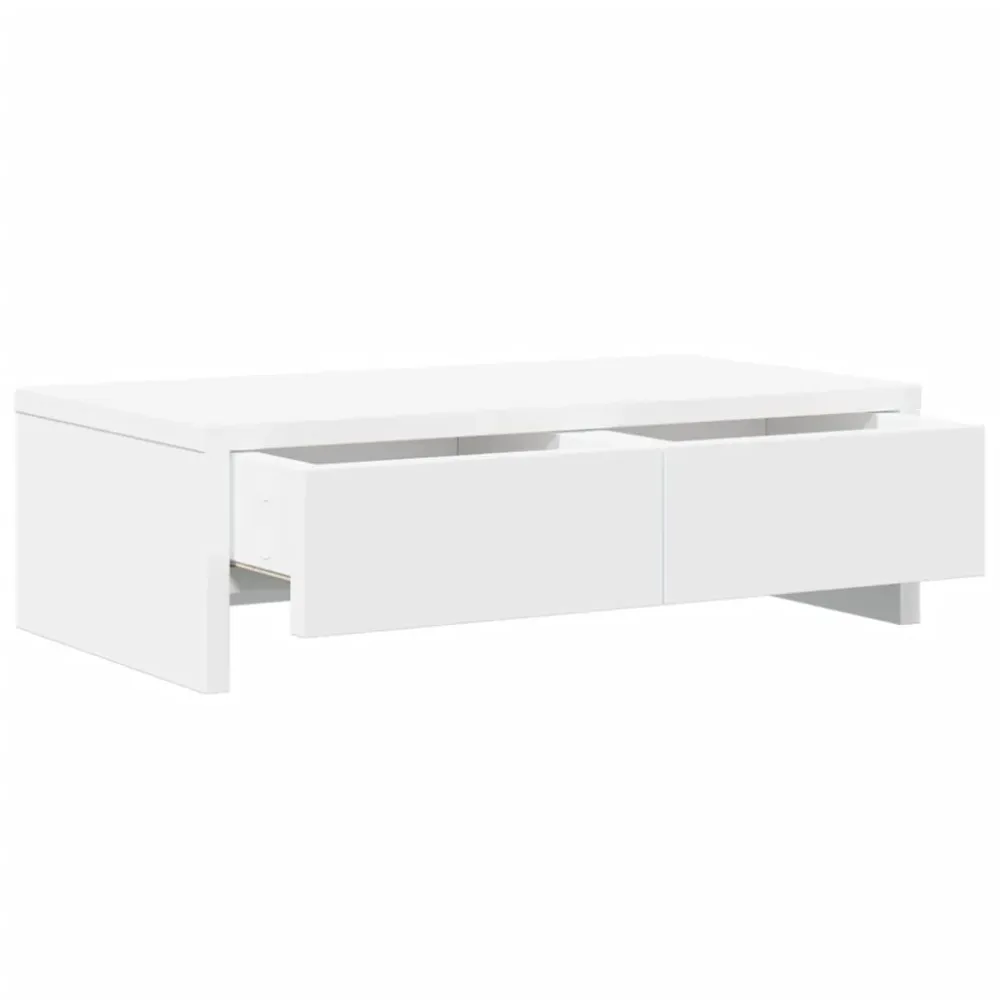 Chariot de service Support de moniteur table meuble bureau avec tiroirs bois d'ingénierie blanc 02_0044935