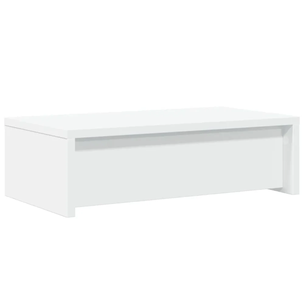 Chariot de service Support de moniteur table meuble bureau avec tiroirs bois d'ingénierie blanc 02_0044935