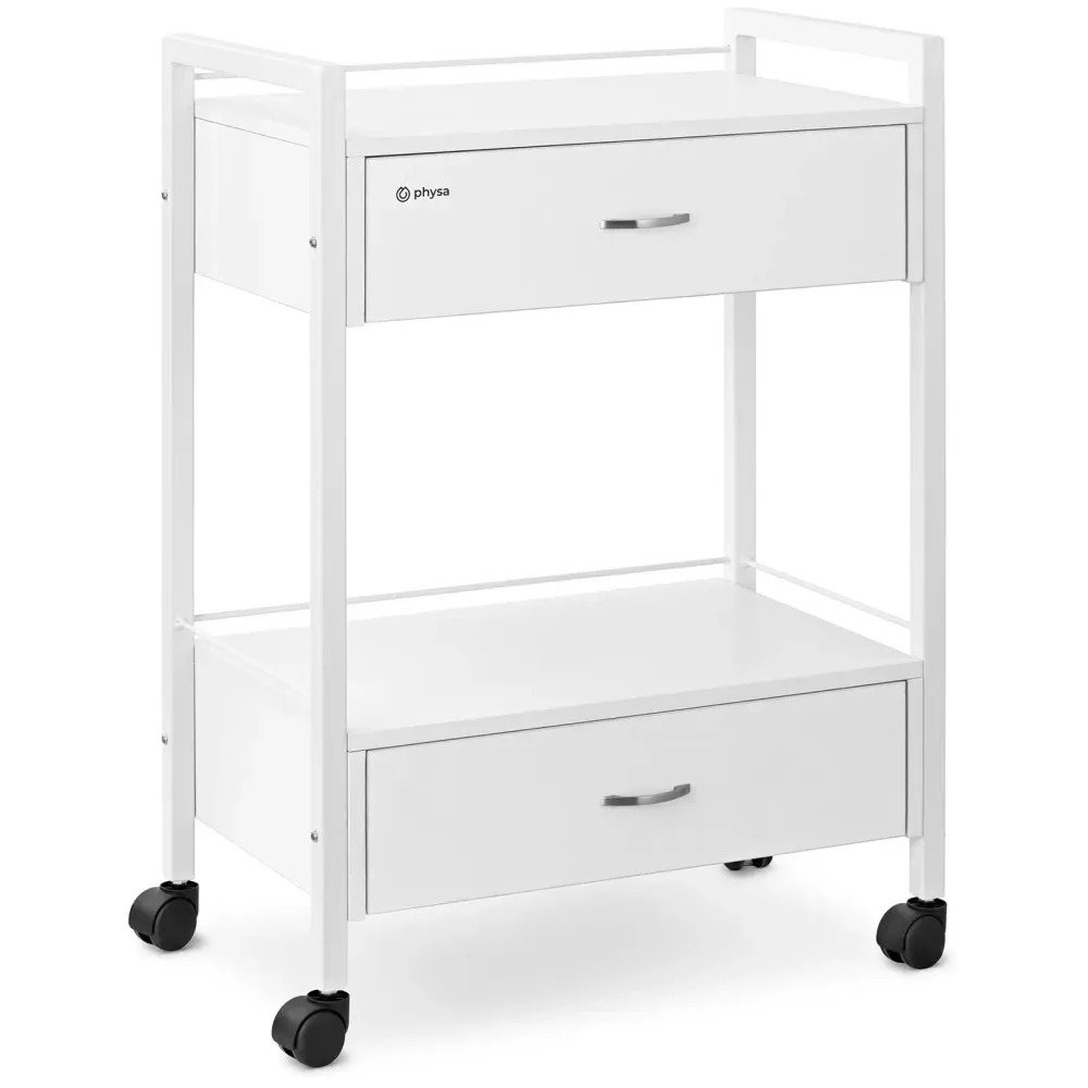 Chariot à tiroirs Charriot de coiffure professionnel 2 tiroirs 62,5 x 40 x 85.5 cm acier blanc 14_0008644