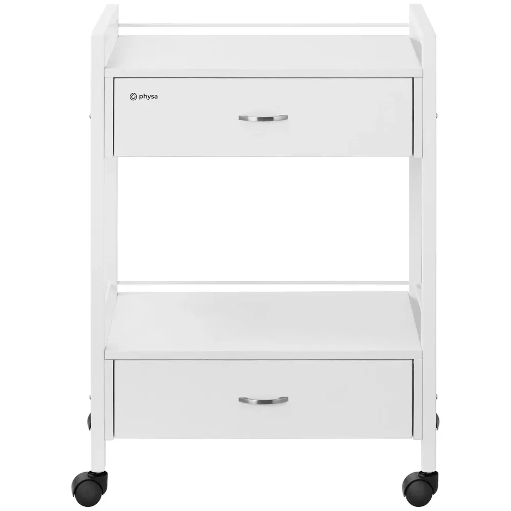 Chariot à tiroirs Charriot de coiffure professionnel 2 tiroirs 62,5 x 40 x 85.5 cm acier blanc 14_0008644