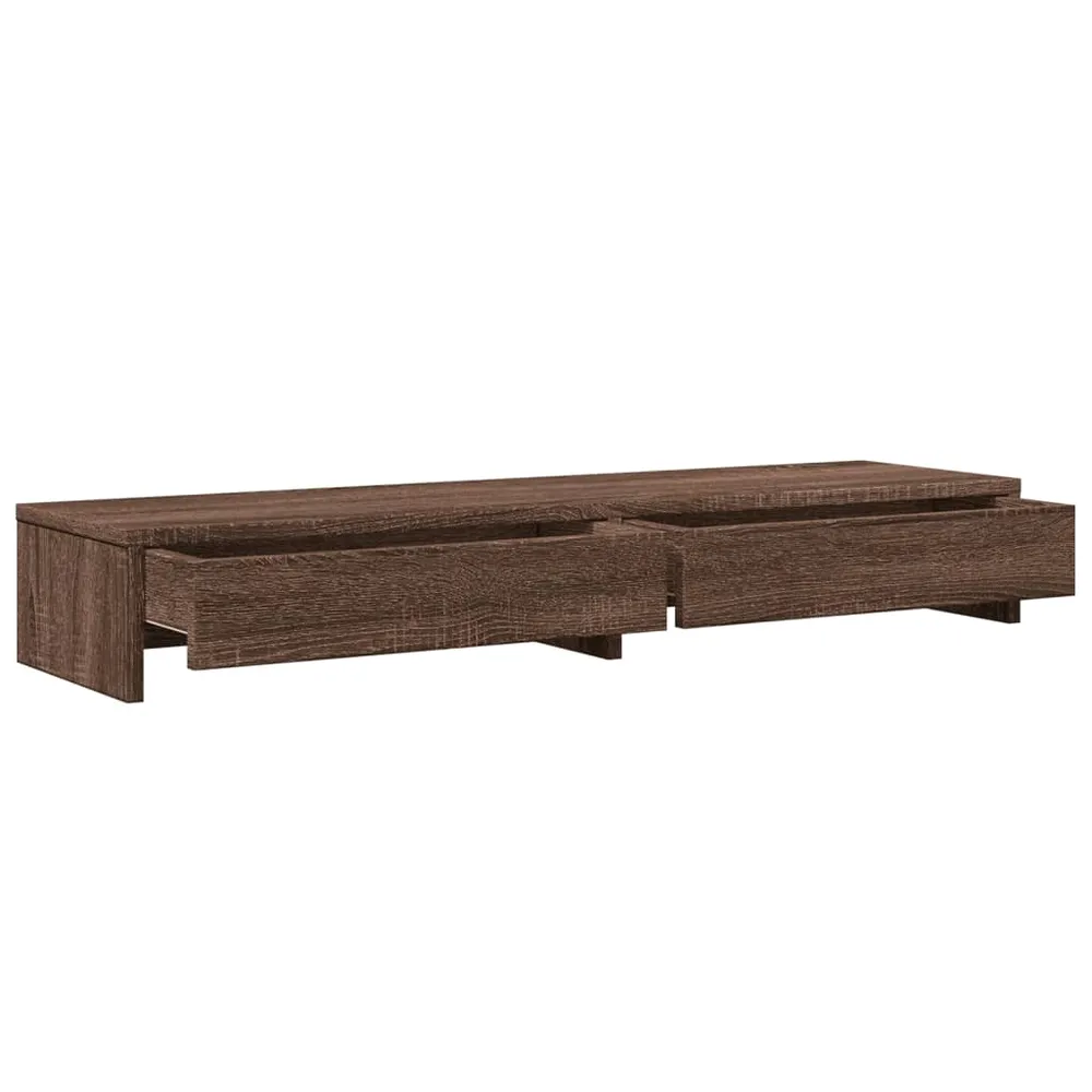 Chariot à tiroirs Support de moniteur table meuble bureau avec tiroirs bois d'ingénierie marron 02_0044939