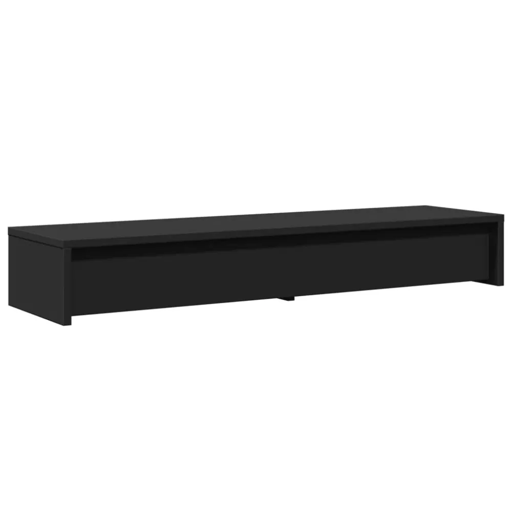 Support d'écran Support de moniteur table meuble bureau avec tiroirs bois d'ingénierie noir 02_0044942
