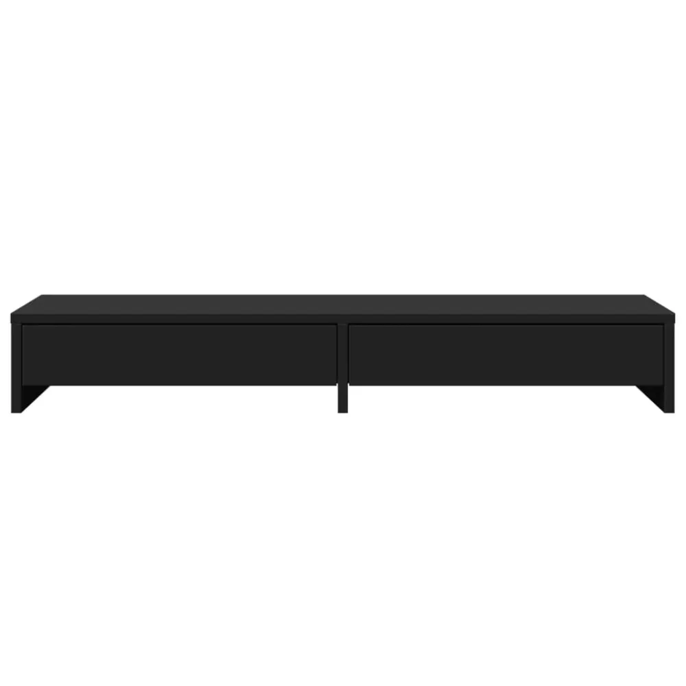 Support d'écran Support de moniteur table meuble bureau avec tiroirs bois d'ingénierie noir 02_0044942