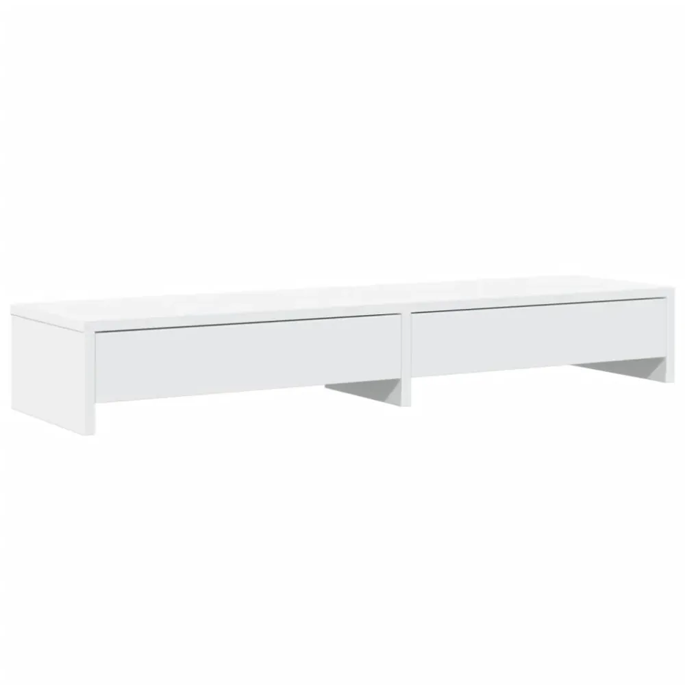 Support de moniteur table meuble bureau avec tiroirs bois d'ingénierie blanc 02_0044934 Facile à déplacer