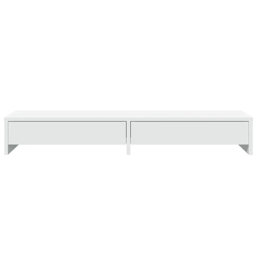 Support de moniteur table meuble bureau avec tiroirs bois d'ingénierie blanc 02_0044934 Hauteur ajustable 70-120 cm