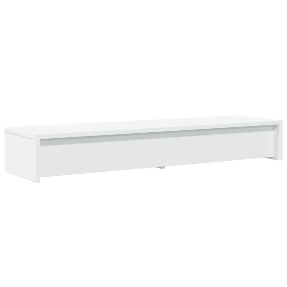 Support de moniteur table meuble bureau avec tiroirs bois d'ingénierie blanc 02_0044934 Hauteur ajustable 70-120 cm
