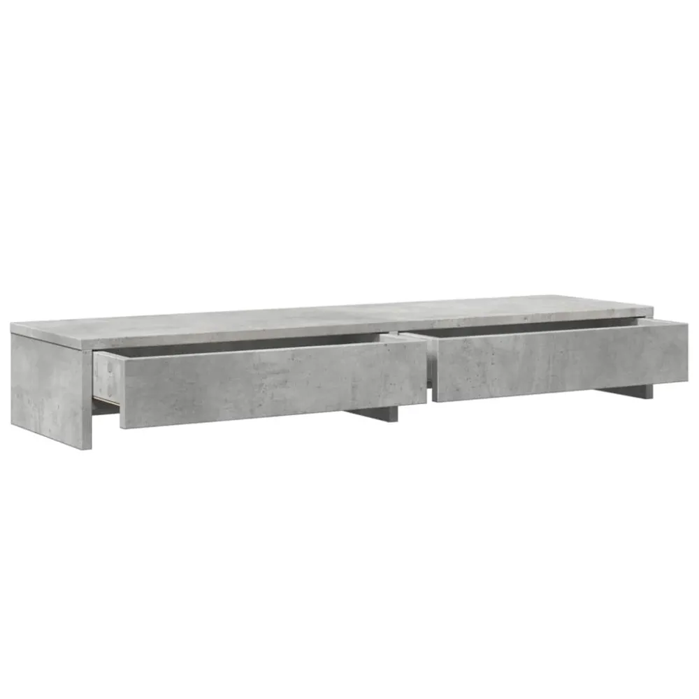 Support pour ordinateur portable Support de moniteur table meuble bureau avec tiroirs bois d'ingénierie gris 02_0044941