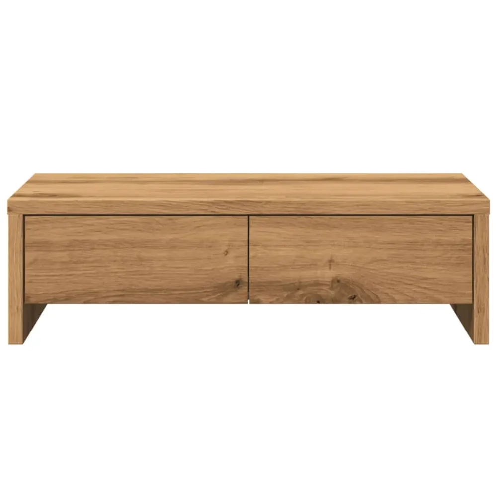 Chariot mobile Support de moniteur table meuble bureau et tiroirs artisanal bois ingénierie marron 02_0044963