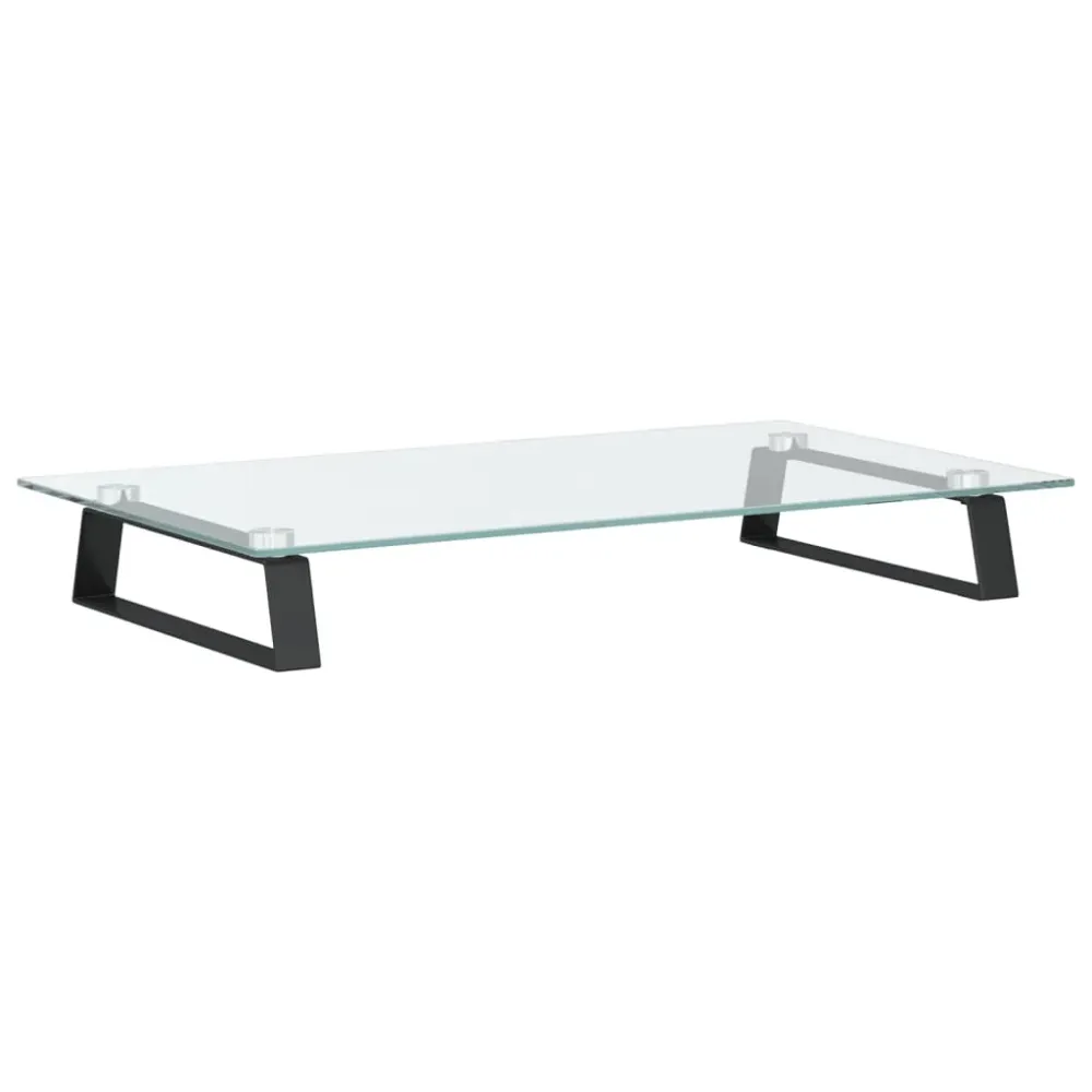 Chariot pour imprimante Support de moniteur table meuble bureau 60 x 35 x 8 cm verre trempé et métal noir 02_0044899