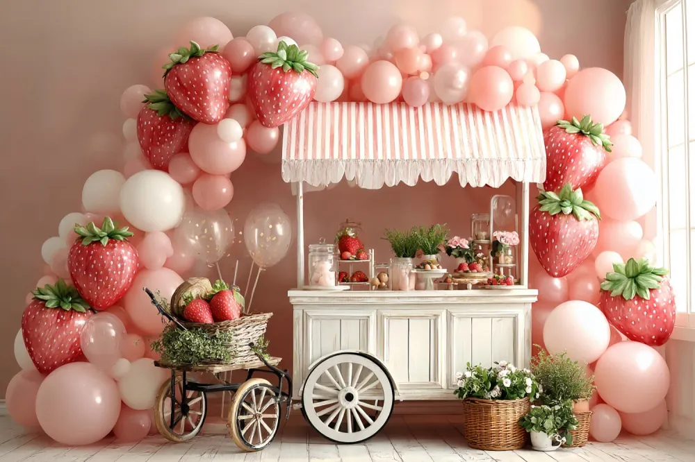 Chariot pour imprimante Toile de fond Fraise Chariot Bonbons Ballon Enfants CSH5-302