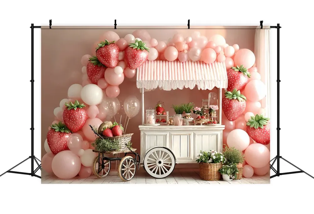 Chariot pour imprimante Toile de fond Fraise Chariot Bonbons Ballon Enfants CSH5-302