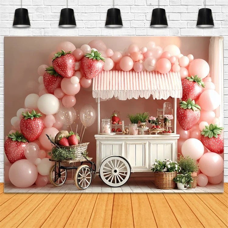 Chariot pour imprimante Toile de fond Fraise Chariot Bonbons Ballon Enfants CSH5-302