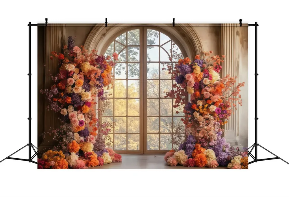 Chariot pour imprimante Toile de fond Fête des Mères Fenêtre Florale Heure Dorée LXX3-46
