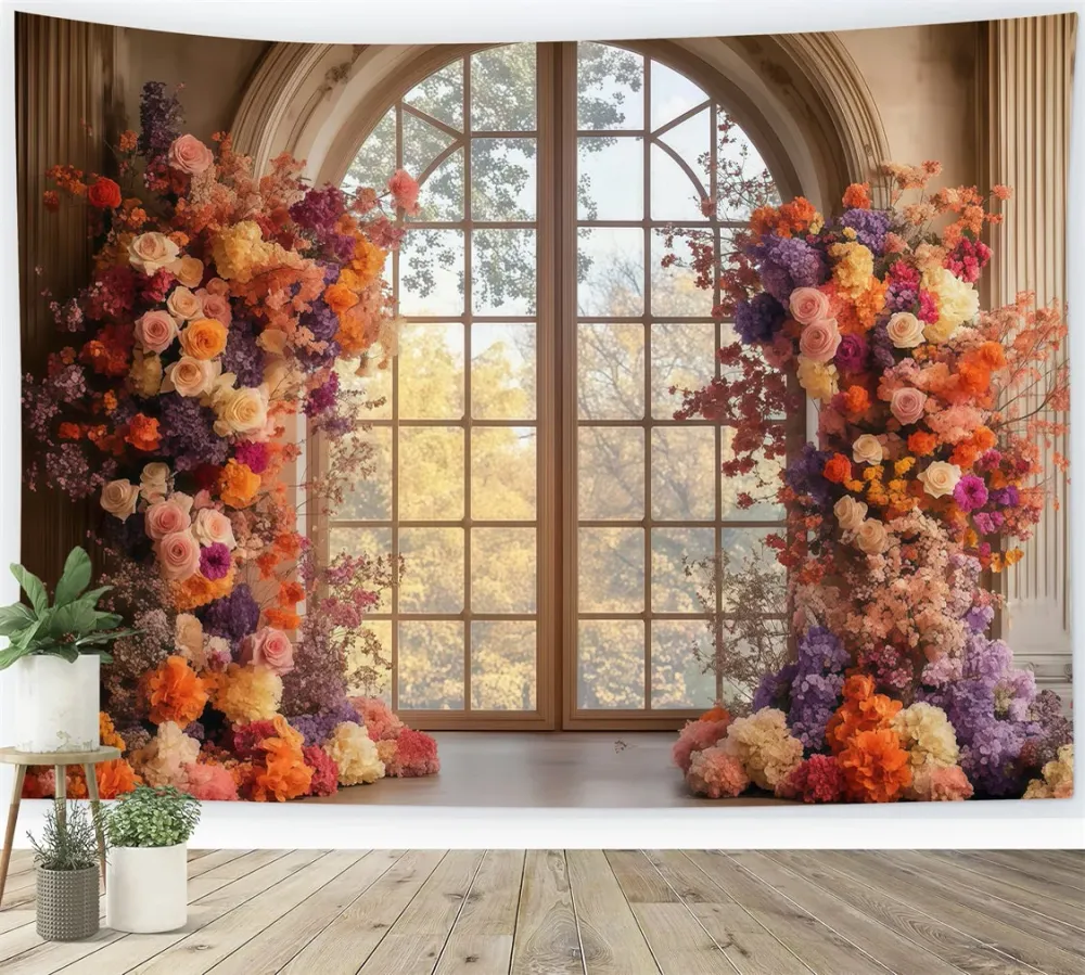 Chariot pour imprimante Toile de fond Fête des Mères Fenêtre Florale Heure Dorée LXX3-46