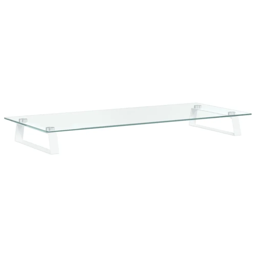 Chariot pour vidéoprojecteur Support de moniteur table meuble bureau 80 x 35 x 8 cm verre trempé et métal blanc 02_0044903