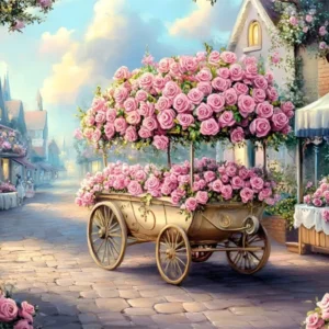 Chariot pour vidéoprojecteur Toile de fond Fête des Mères Chariot de Rose Rue Enchantée GQ2-203